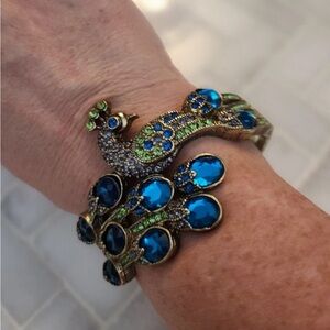 Elegant Peacock Blue and Gold Bracelet Heidi Daus Inspired